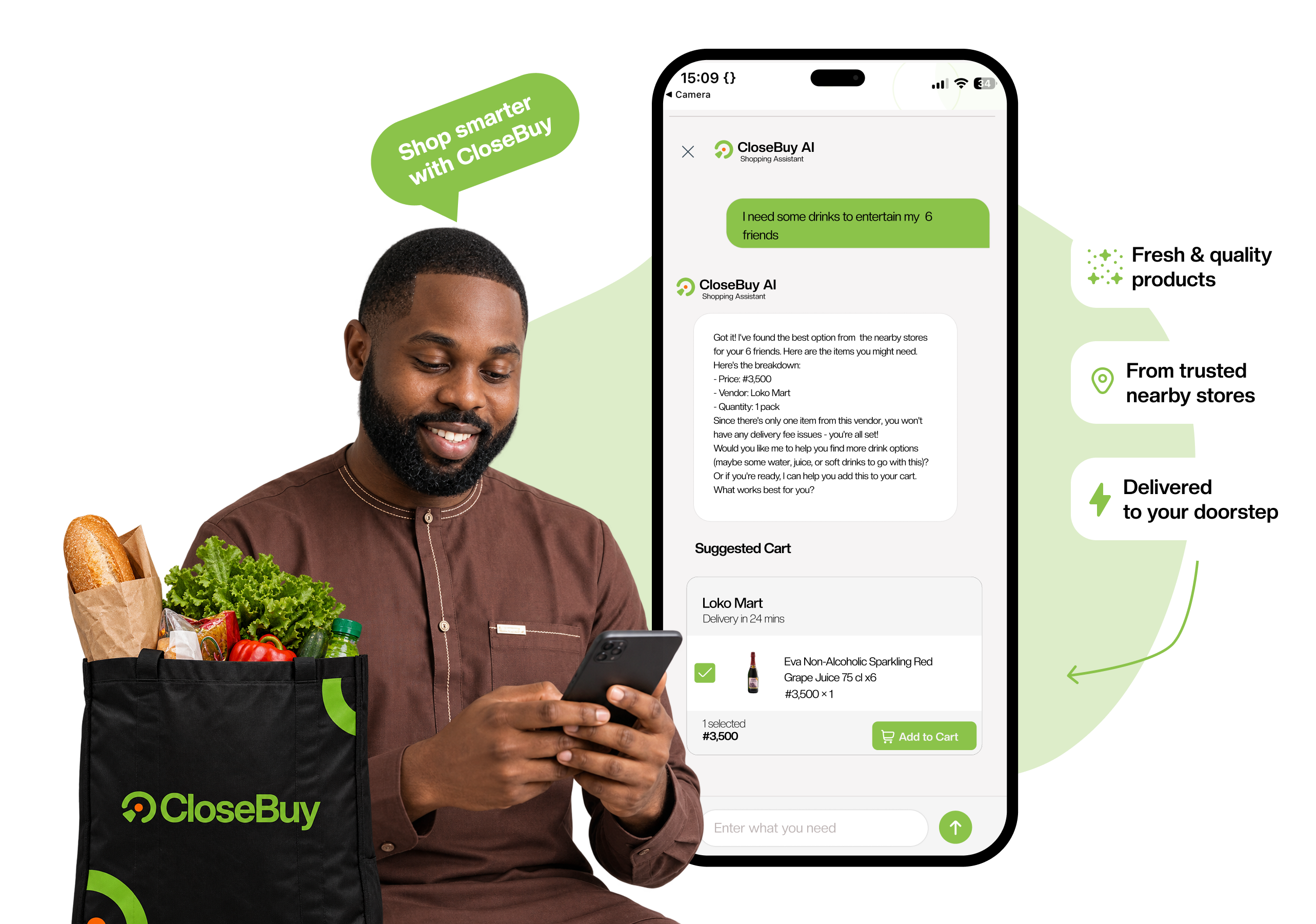 CloseBuy AI Shopping Assistant - Tell CloseBuy What You Need